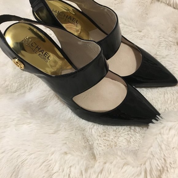 Michael Kors Sivian Sling Black patent Heels 6.5 - Picture 7 of 8